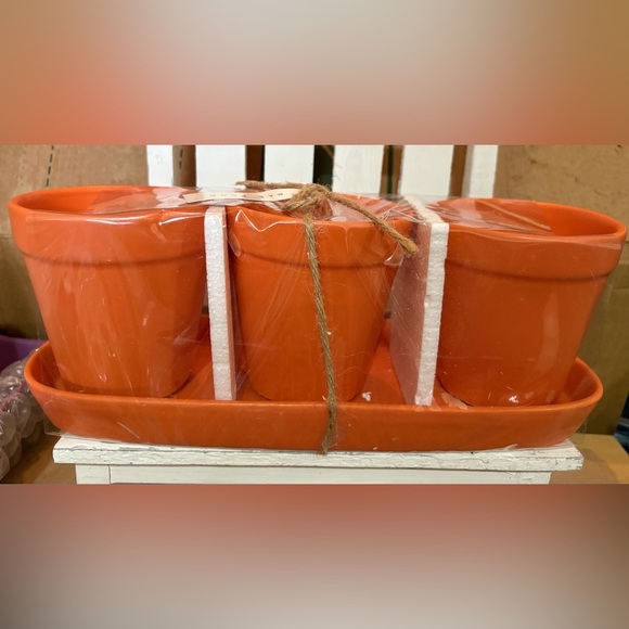 Rae Dunn 3pc Orange Halloween Planter Set - Picture 2 of 2